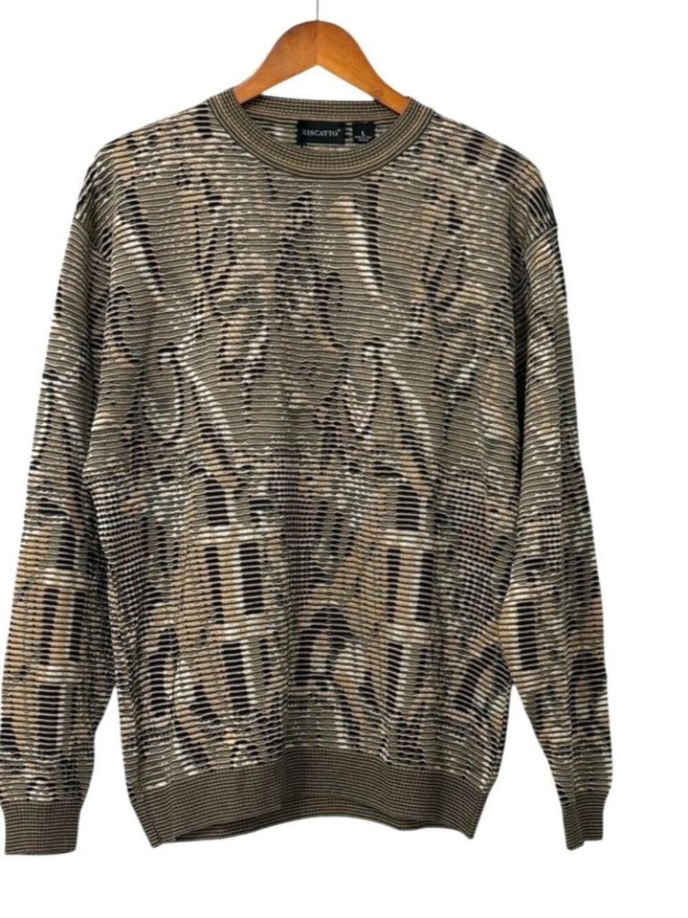 Riscatto Men's NWT Sweater Abstract Lightweight Taupe Cotton Blend Italy Size L